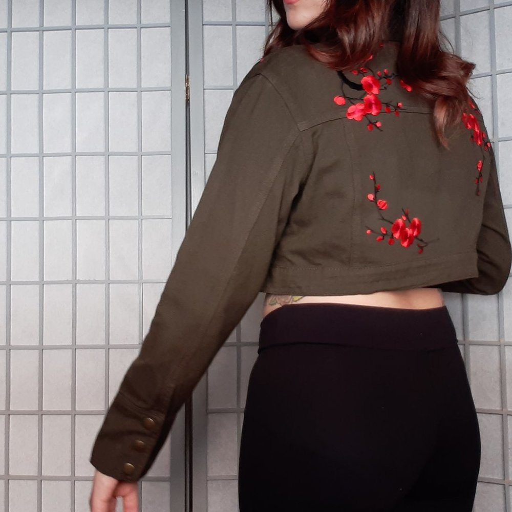 Army Green Crop Top Jacket